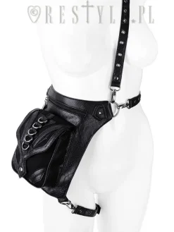 Restyle Black hip bag with pockets, pocket belt, steampunk utility belt