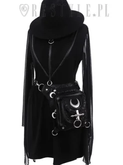 Restyle Black hip bag with pockets, pocket belt, moon bag, gothic utility belt
