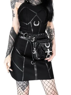 Restyle Black hip bag with pockets, pocket belt, moon bag, gothic utility belt