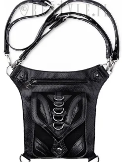 Restyle Black hip bag with pockets, pocket belt, steampunk utility belt