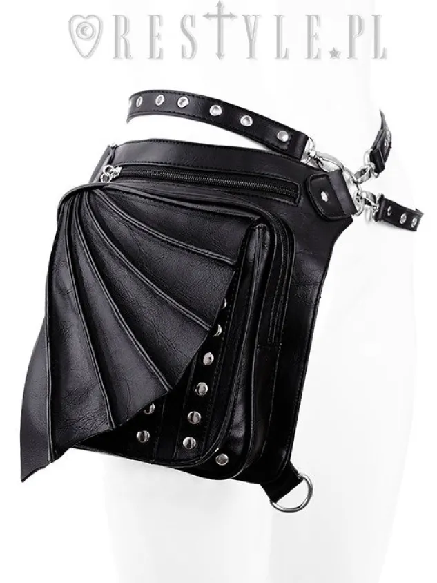 Restyle Black hip bag with pockets, pocket belt, wing bag, gothic utility belt"BAT HOLSTER BAG"