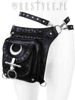 Restyle Black hip bag with pockets, pocket belt, moon bag, gothic utility belt