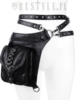 Restyle Black hip bag with pockets, pocket belt, steampunk utility belt