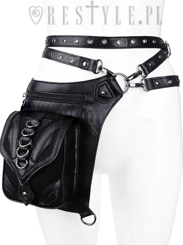 Restyle Black hip bag with pockets, pocket belt, steampunk utility belt "DRAGON HOLSTER BAG"