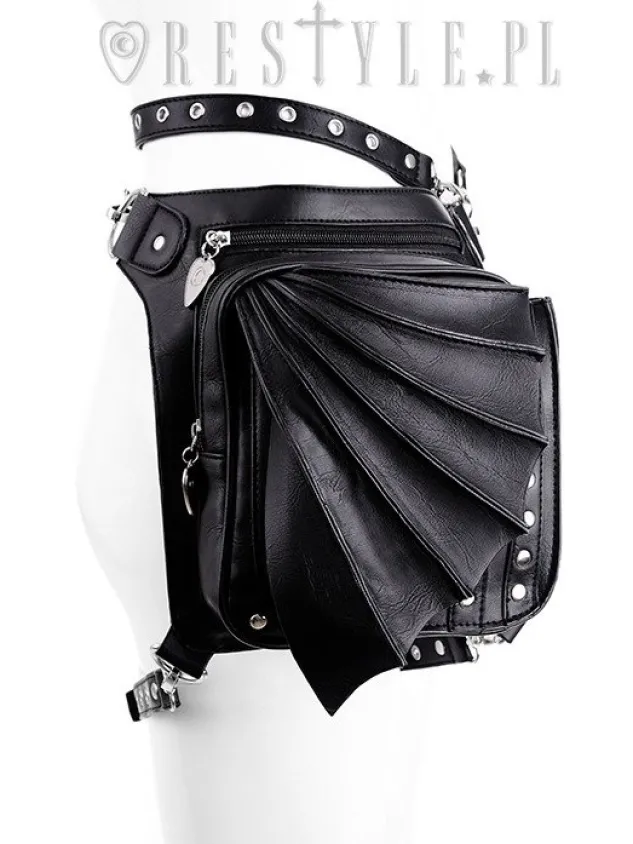 Restyle Black hip bag with pockets, pocket belt, wing bag, gothic utility belt"BAT HOLSTER BAG"