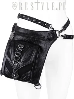 Restyle Black hip bag with pockets, pocket belt, steampunk utility belt