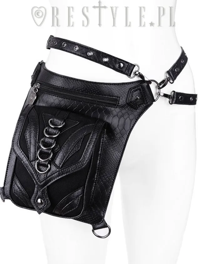 Restyle Black hip bag with pockets, pocket belt, steampunk utility belt "DRAGON HOLSTER BAG"