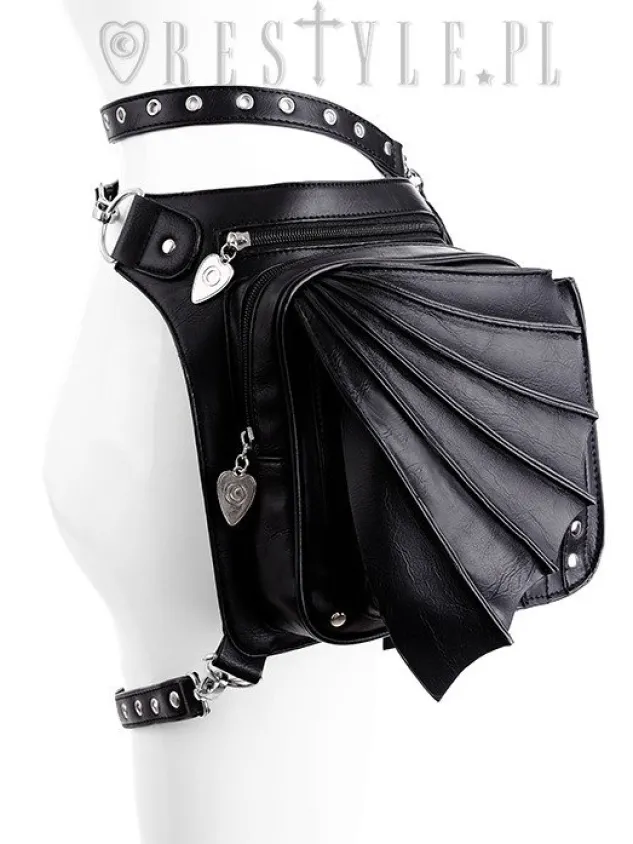 Restyle Black hip bag with pockets, pocket belt, wing bag, gothic utility belt"BAT HOLSTER BAG"