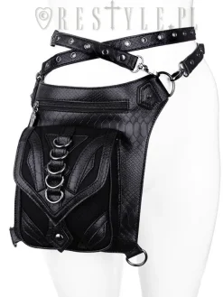 Restyle Black hip bag with pockets, pocket belt, steampunk utility belt