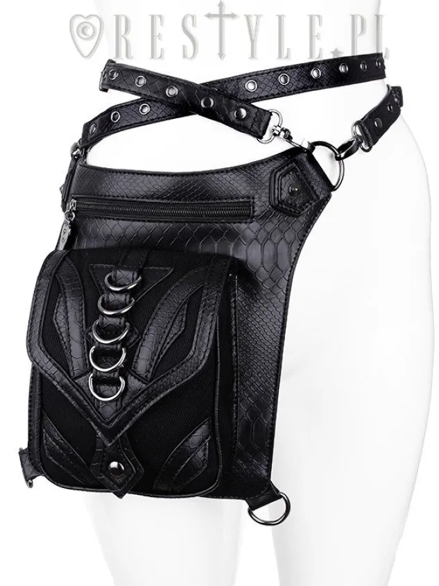 Restyle Black hip bag with pockets, pocket belt, steampunk utility belt "DRAGON HOLSTER BAG"