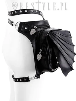Restyle Black hip bag with pockets, pocket belt, wing bag, gothic utility belt