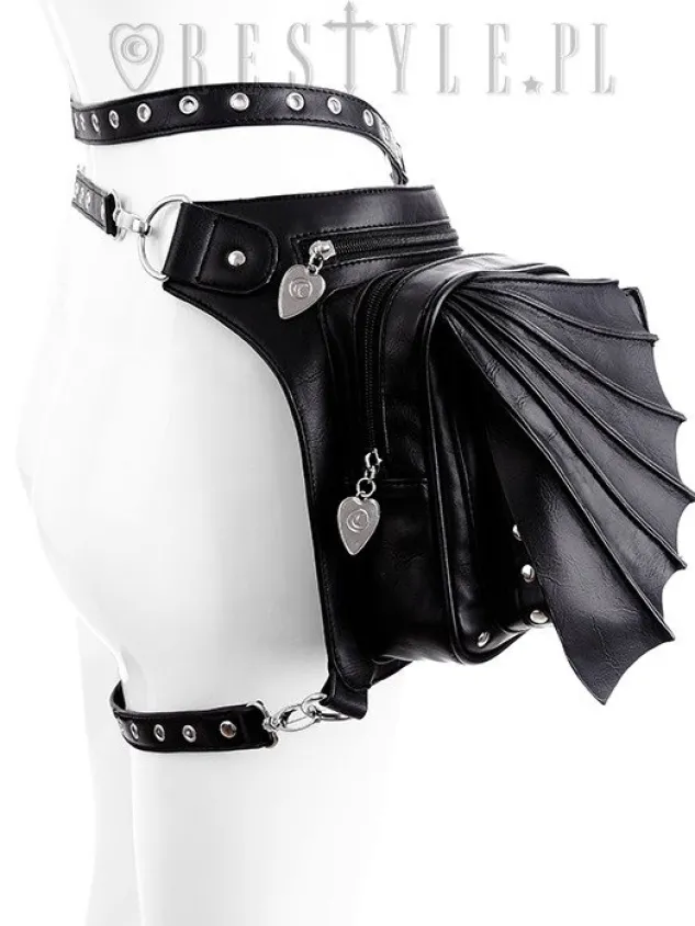 Restyle Black hip bag with pockets, pocket belt, wing bag, gothic utility belt"BAT HOLSTER BAG"