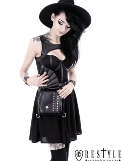 Restyle Black hip bag with pockets, pocket belt, wing bag, gothic utility belt