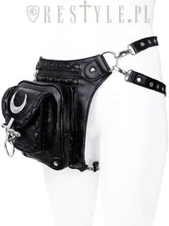Restyle Black hip bag with pockets, pocket belt, moon bag, gothic utility belt