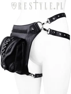 Restyle Black hip bag with pockets, pocket belt, steampunk utility belt