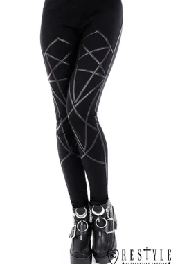 Restyle Black leggings with harness, occult trousers "PENTAGRAM LEGGINGS"