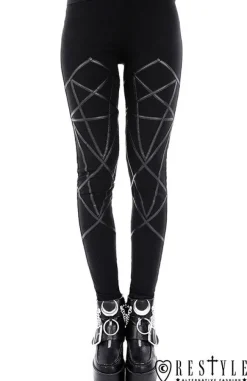 Restyle Black leggings with harness, occult trousers 