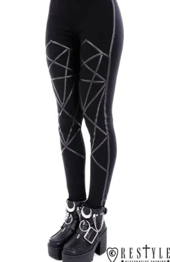 Restyle Black leggings with harness, occult trousers 