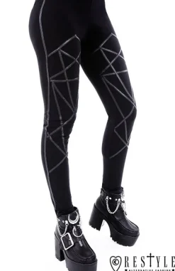 Restyle Black leggings with harness, occult trousers 