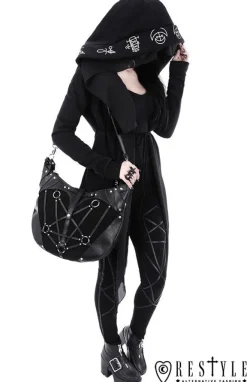 Restyle Black leggings with harness, occult trousers 