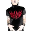 Restyle Black Metal Velvet Top NIHILIST embroidered
