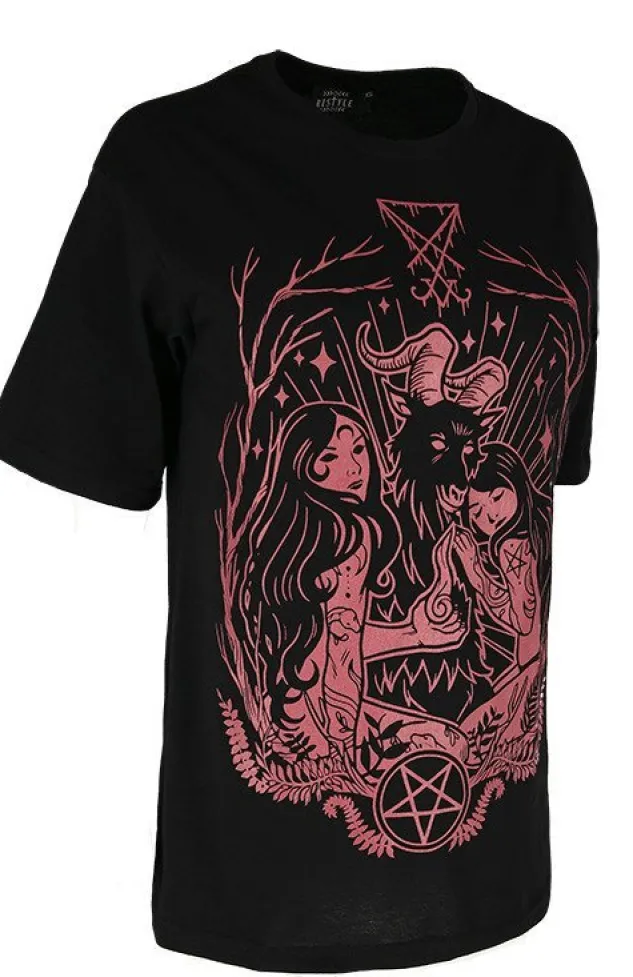 Restyle Black oversized t-shirt LUCIFER BURGUNDY