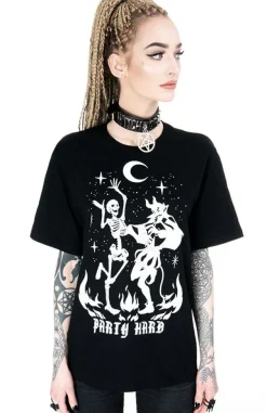 Restyle Black Oversized tshirt Party Hard Devil Dance