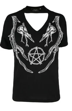 Restyle Black pagan tshirt with choker Antlers Top