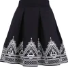 Restyle Black pleated short skirt with henna print, moon, symbols "HENNA SKIRT"