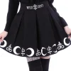 Restyle Black pleated short skirt with alchemy print, moon, symbols "SYMBOL SKIRT"
