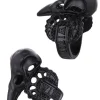 Restyle Black ring, bird skull, raven, crescent, occult jewellery "WITCH CROW BLACK"