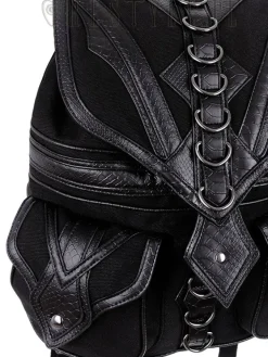 Restyle Black School bag with pockets, 90s backpack 