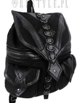 Restyle Black School bag with pockets, 90s backpack 