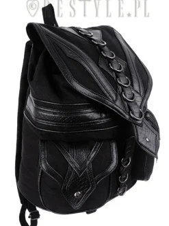 Restyle Black School bag with pockets, 90s backpack 
