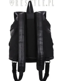 Restyle Black School bag with pockets, 90s backpack 