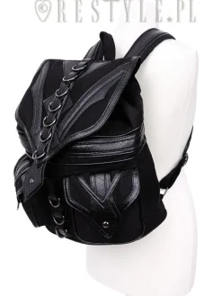 Restyle Black School bag with pockets, 90s backpack 