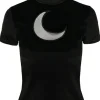 Restyle Black Velvet CRESCENT Mesh Top Moon Witch