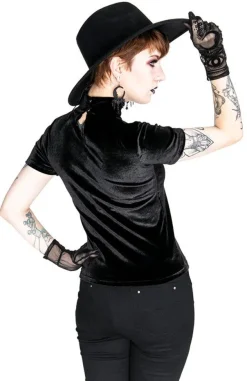 Restyle Black Velvet CRESCENT Mesh Top Moon Witch