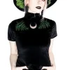Restyle Black Velvet Forest Top with embroidery FERN VELVET TOP