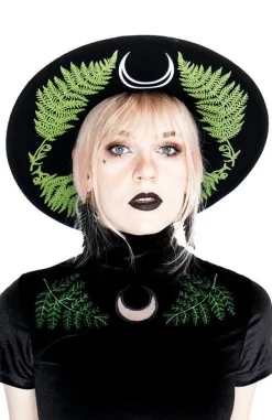 Restyle Black Velvet Forest Top with embroidery FERN VELVET TOP