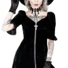 Restyle Black Velvet Sweetheart Dress with a gothic cross