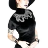 Restyle Black Velvet Top with Snake embroidery