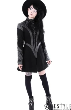 Restyle Black winter jacket with pockets, detachable hood 