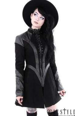 Restyle Black winter jacket with pockets, detachable hood 