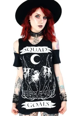 Restyle Black witches cold shoulder T-shirt Squad Goals