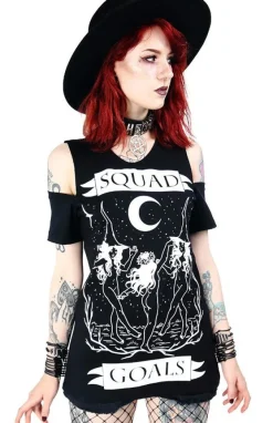 Restyle Black witches cold shoulder T-shirt Squad Goals