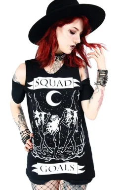 Restyle Black witches cold shoulder T-shirt Squad Goals