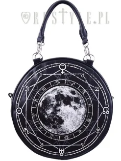 Restyle Black, witchy purse, full moon print, moon bag "LUNA ROUND BAG"