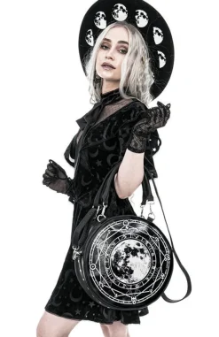 Restyle Black, witchy purse, full moon print, moon bag 