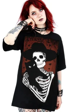 Restyle Black women oversize t-shirt skeleton ETERNAL LOVE